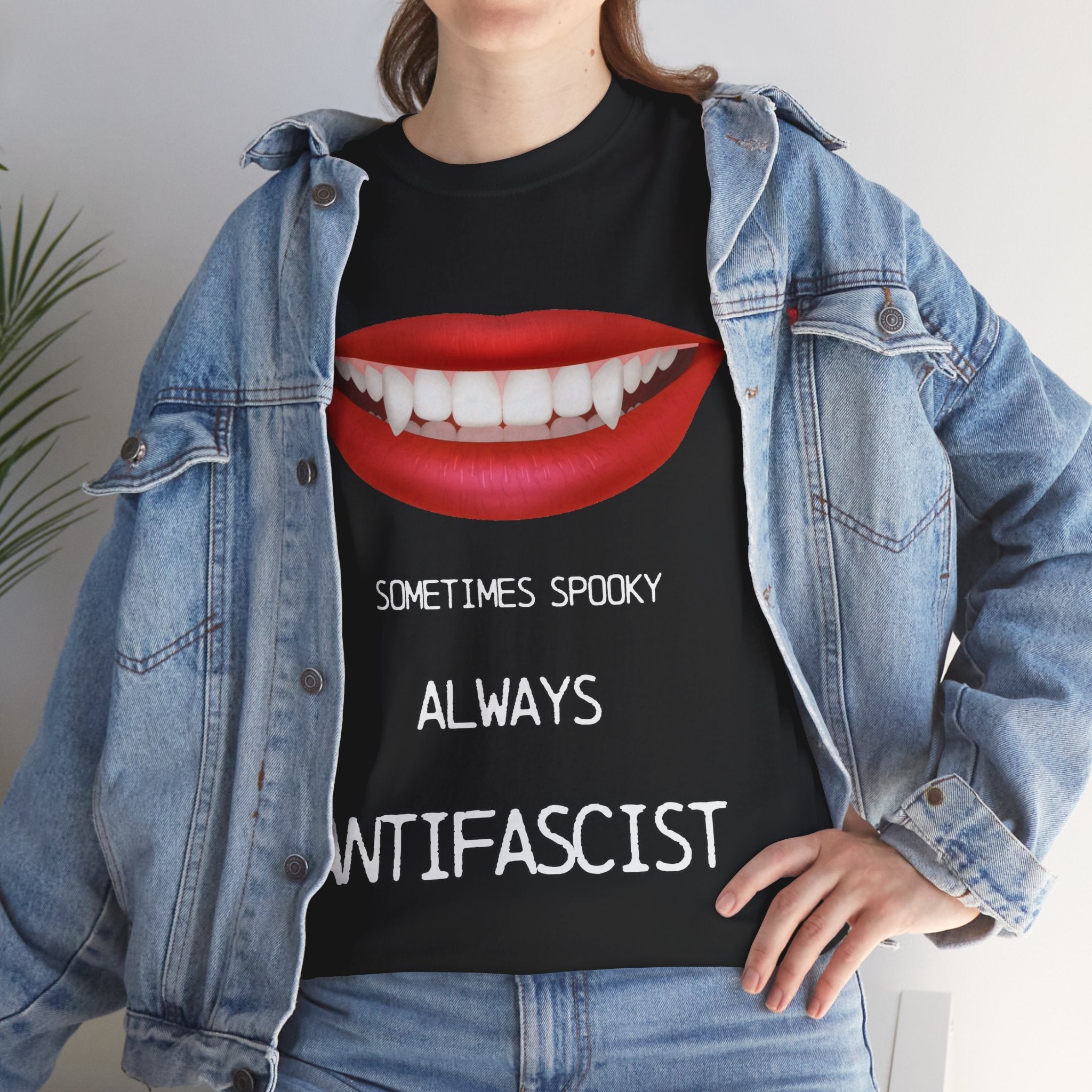 'Sometimes Spooky Always Antifascist T-Shirt' Halloween - Justice Candy Apparel