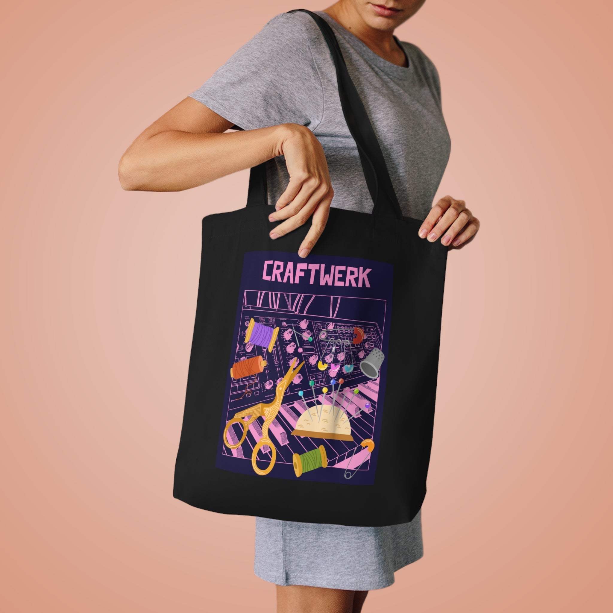 Craftwerk Cotton Tote Bag - A Nod to Electronic Music History! - Justice Candy Apparel