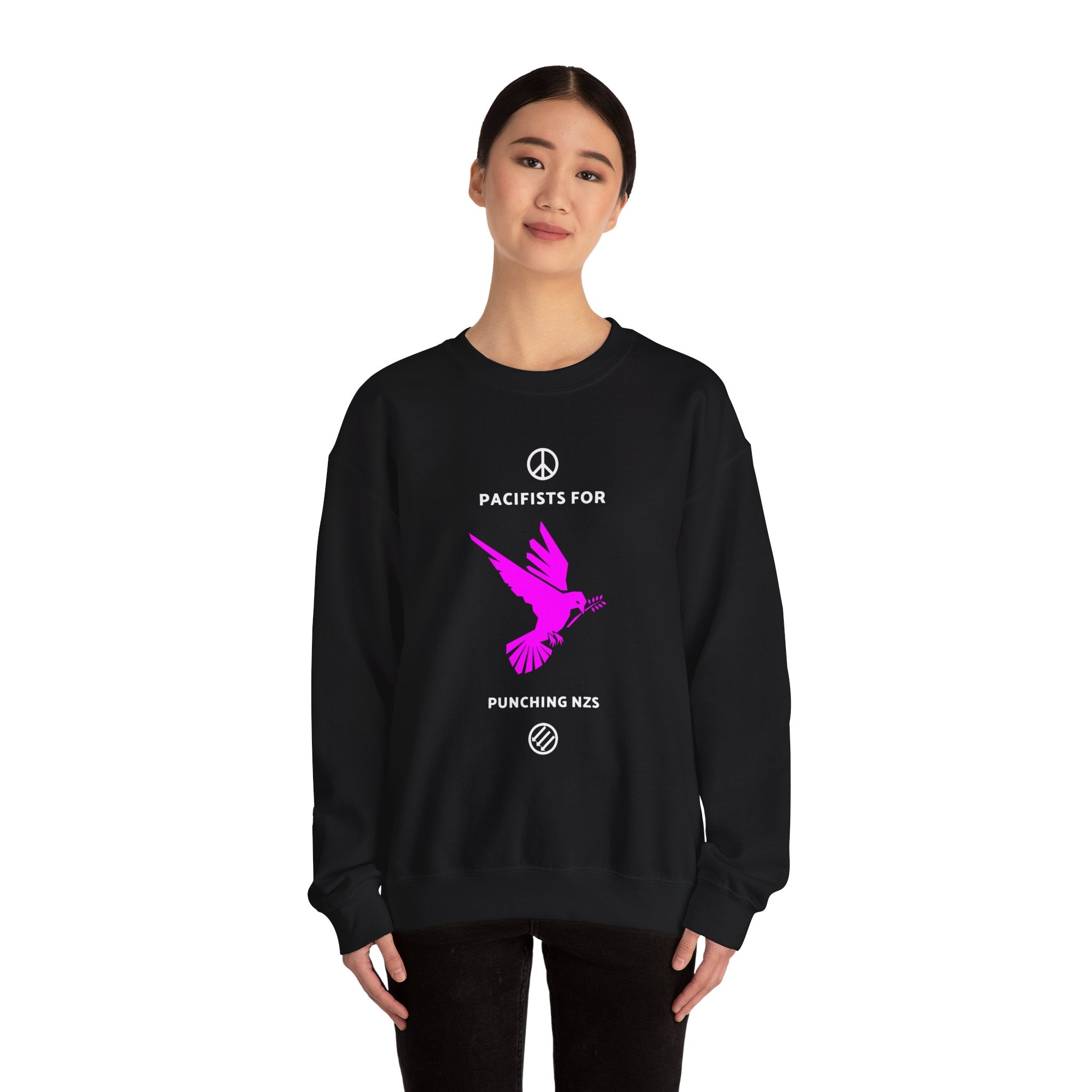 Pacifists for Punching NZS Anti Fascist  Black / Magenta Dove