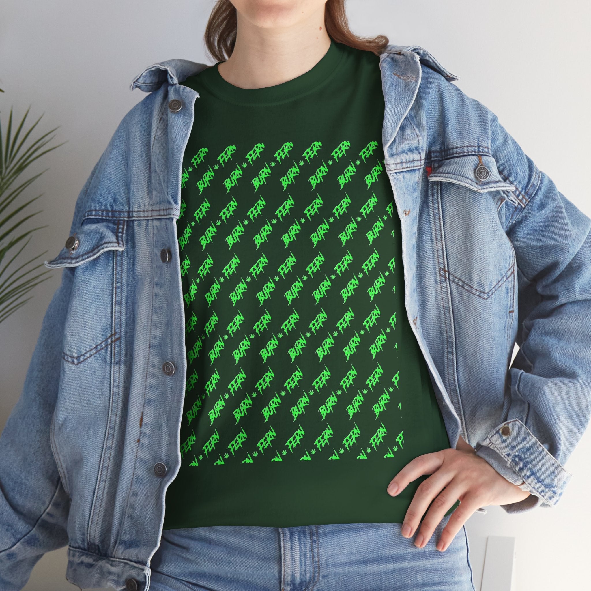 "BURN • FERN" Patterned T-Shirt 420 Streetwear - Justice Candy Apparel