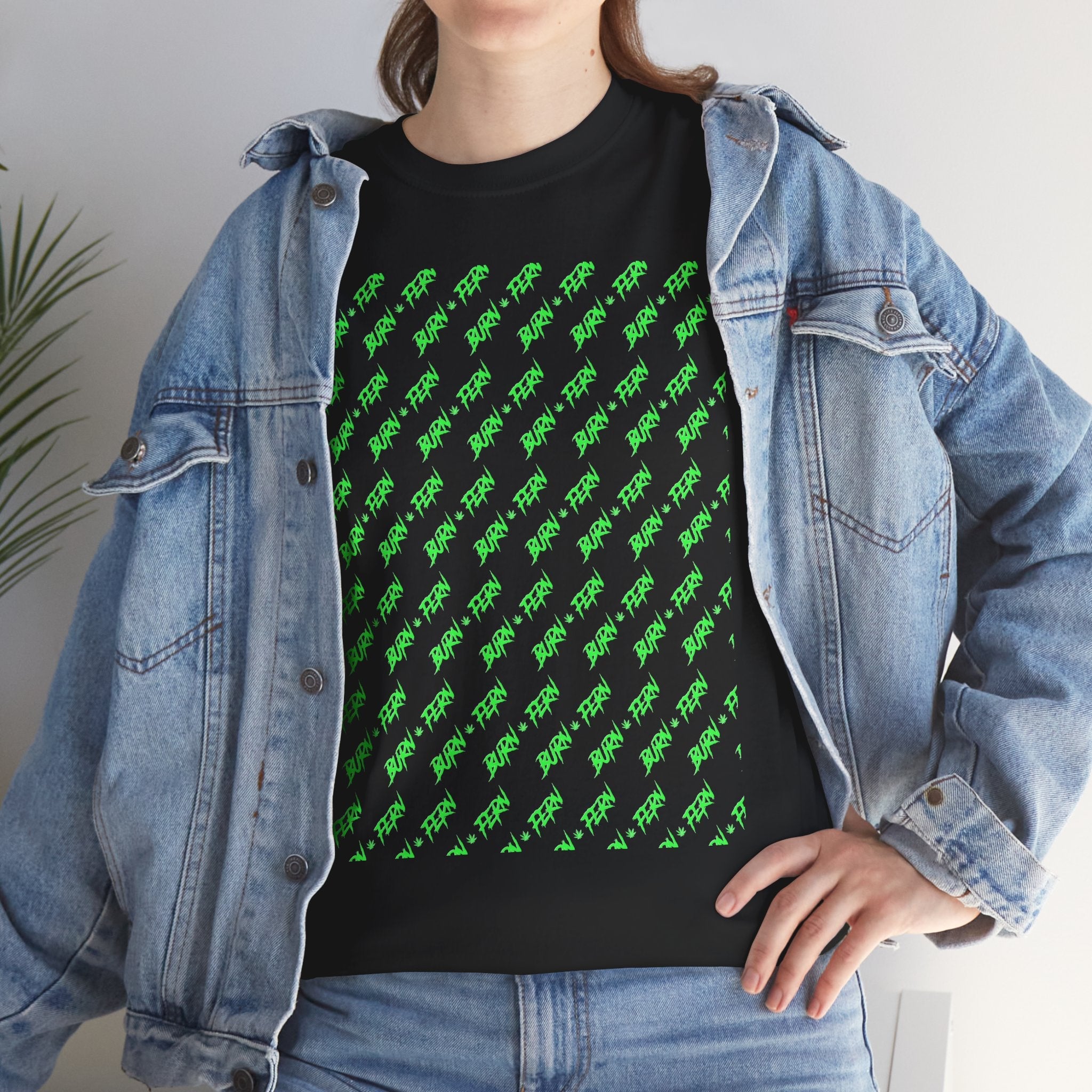 "BURN • FERN" Patterned T-Shirt 420 Streetwear - Justice Candy Apparel