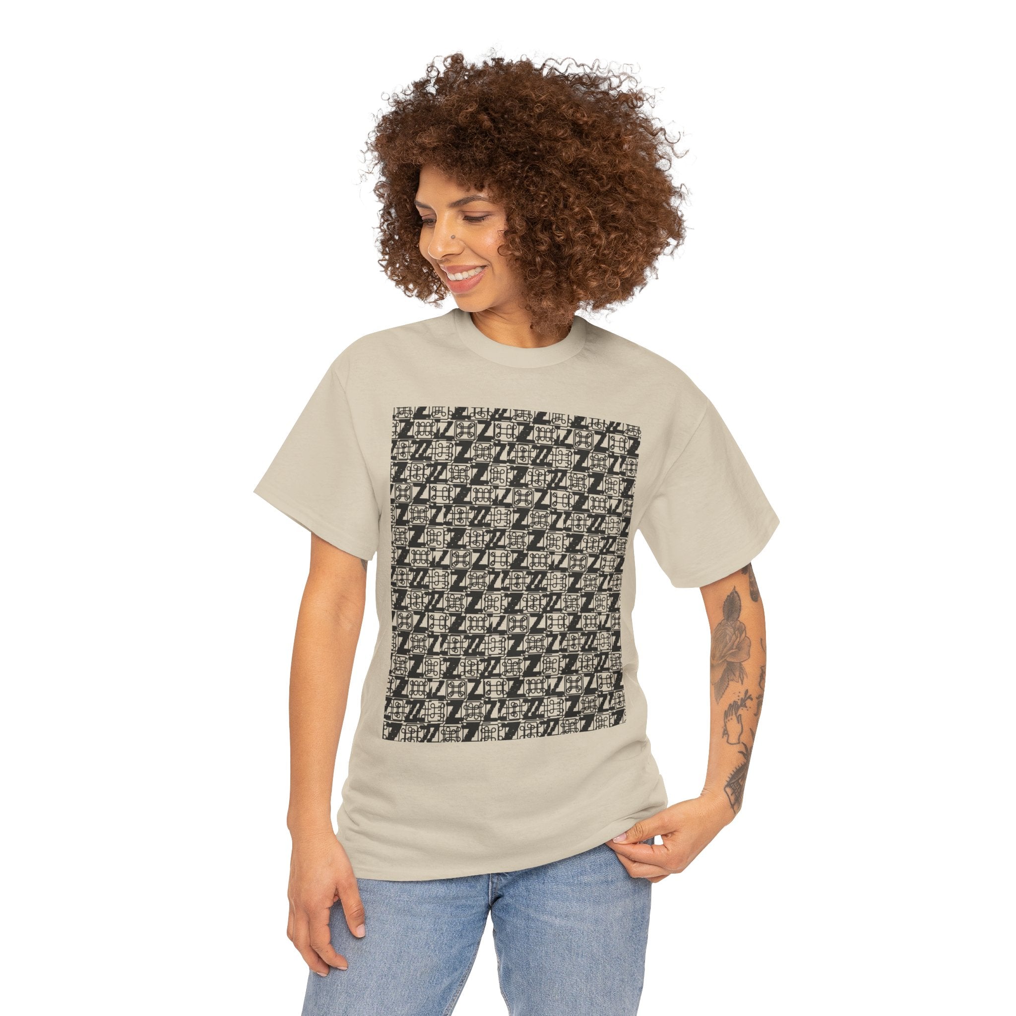 Command Z Pattern 'UN DO' Graphic T-Shirt — Monochrome Repeat Logo Tee - Justice Candy Apparel