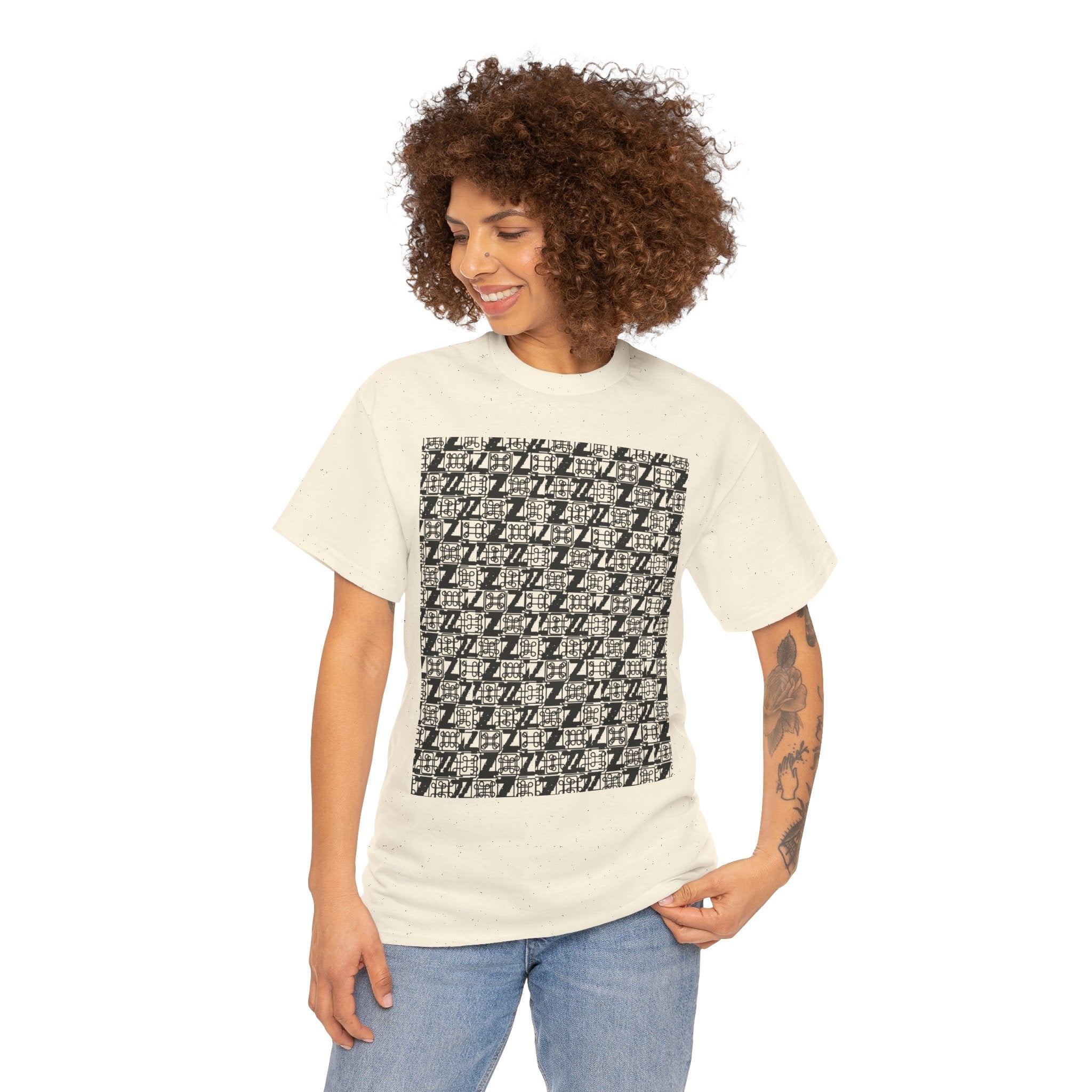 Command Z Pattern 'UN DO' Graphic T-Shirt — Monochrome Repeat Logo Tee - Justice Candy Apparel