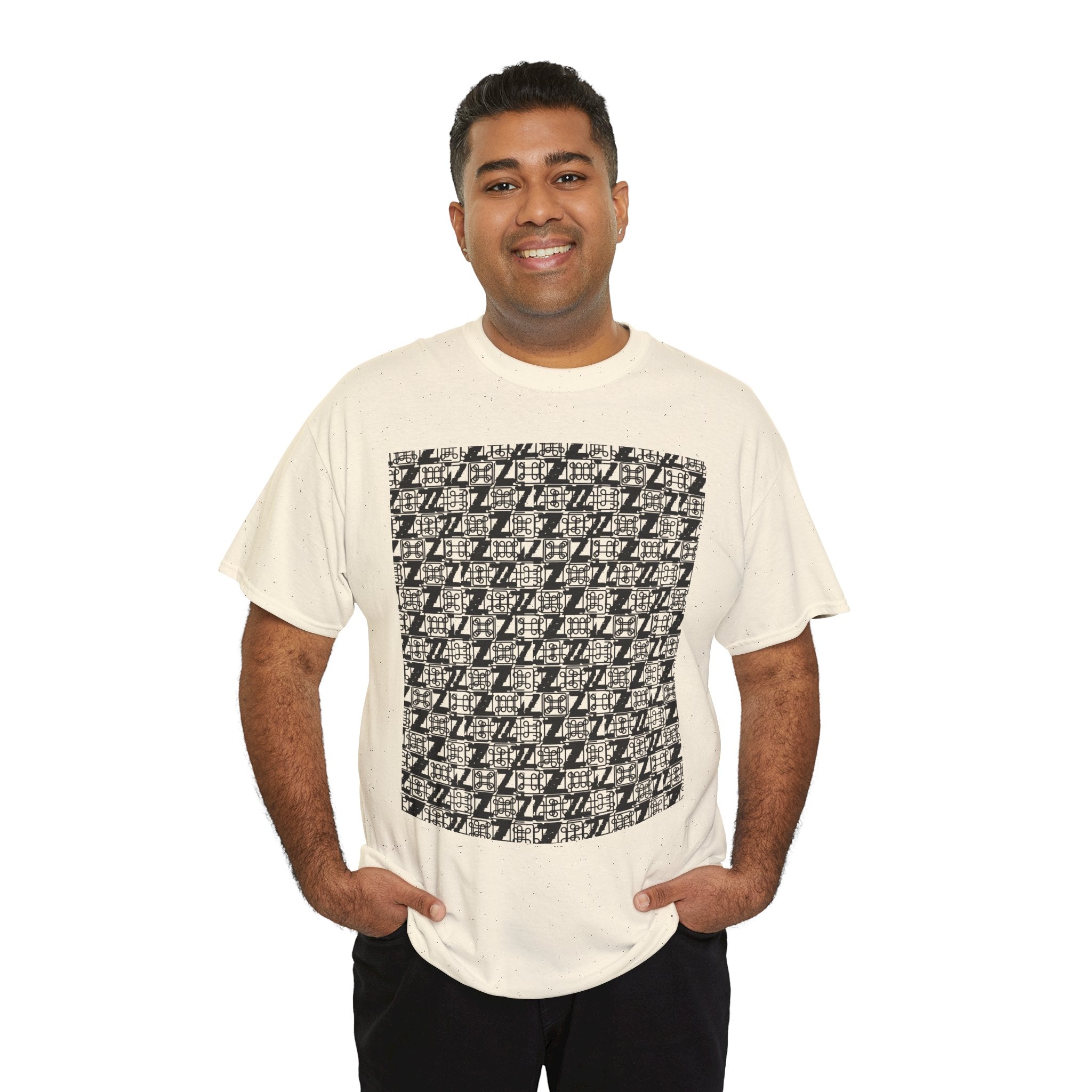 Command Z Pattern 'UN DO' Graphic T-Shirt — Monochrome Repeat Logo Tee - Justice Candy Apparel