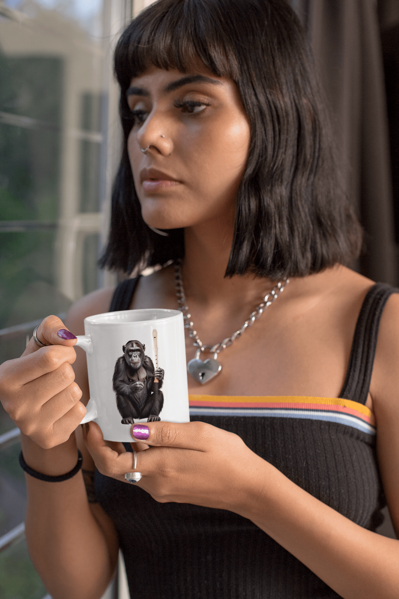 Monkey Playing Recorder Coffee Mug - Primary Teachers and Parents - Justice Candy Apparel