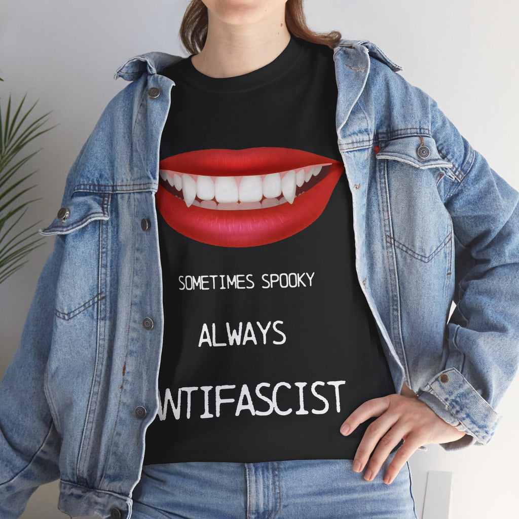 'Sometimes Spooky Always Antifascist T-Shirt' Halloween - Justice Candy Apparel